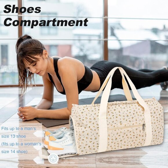for Gym Sports Women Girls Workout Travel Bag Weekender with Shoe Compartment an - Picture 4 of 9